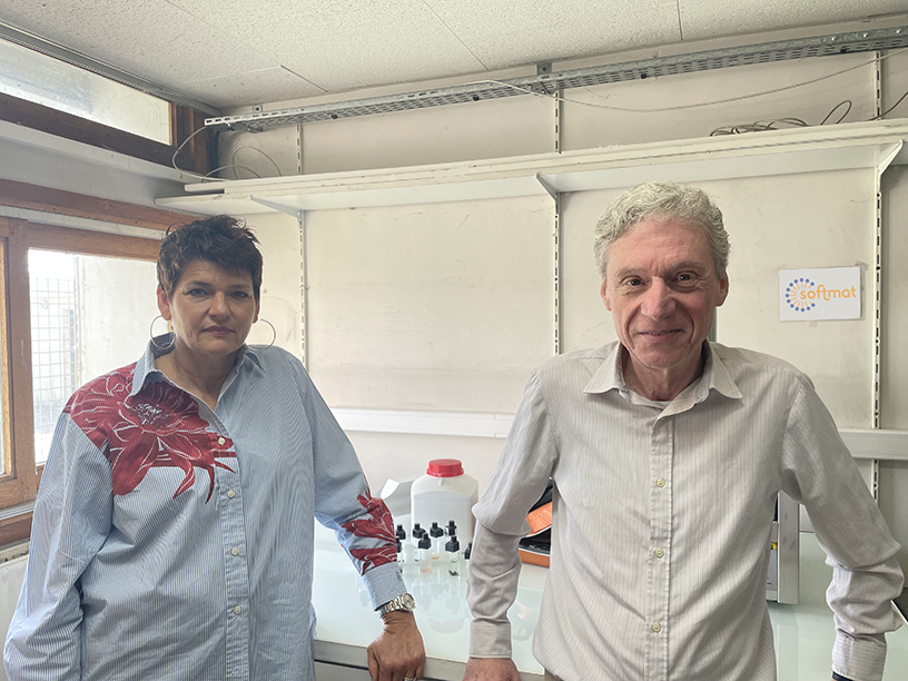 Sophie Franceschi (MCF UT3) et Emile Perez (DR CNRS) au laboratoire Softmat © Softmat